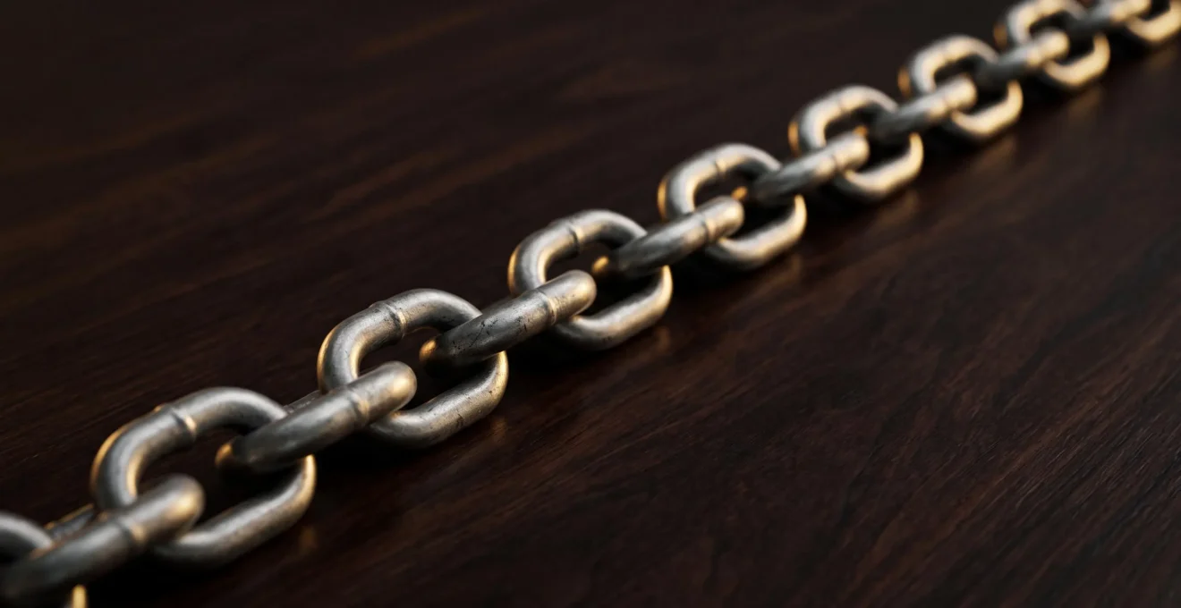 Chaine metallique intacte symbolisant la garantie d'un capital d'assurance verse en totalite sans exclusion