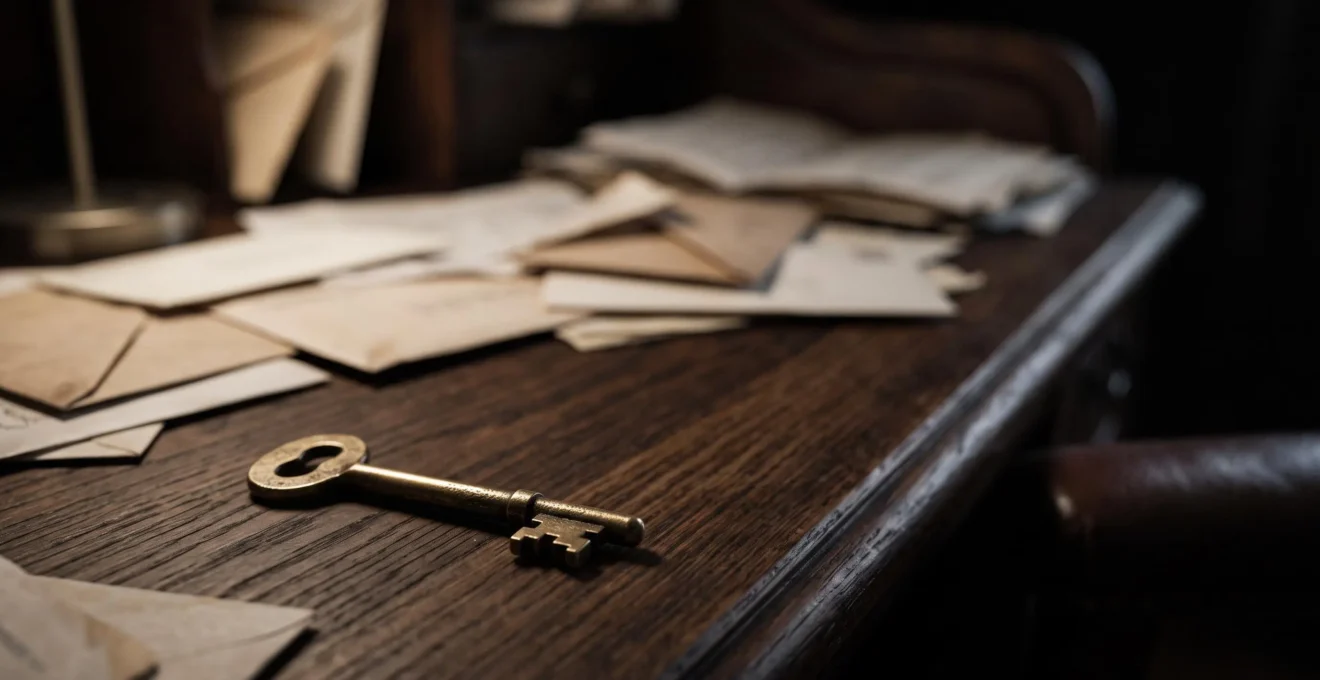Une clé unique et lumineuse posée parmi des documents administratifs flous, symbolisant les démarches urgentes qui débloquent tout le reste